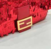 Fendi Baguette red sequin and leather bag 27x6x15cm - 6