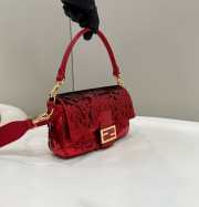 Fendi Baguette red sequin and leather bag 27x6x15cm - 5