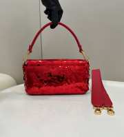 Fendi Baguette red sequin and leather bag 27x6x15cm - 4