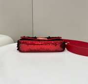 Fendi Baguette red sequin and leather bag 27x6x15cm - 3