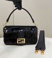 Fendi Baguette black sequin and leather bag 27x6x15cm - 1