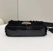 Fendi Baguette black sequin and leather bag 27x6x15cm - 6