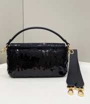 Fendi Baguette black sequin and leather bag 27x6x15cm - 3