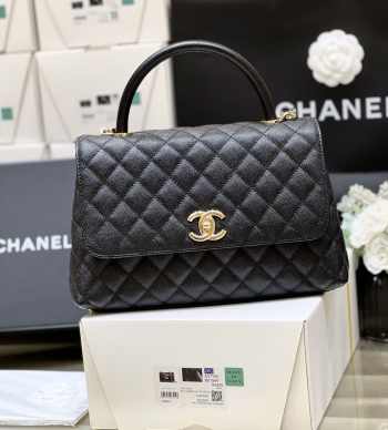 Chanel Coco handle in black with gold buckle 28cm