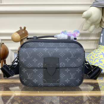 Louis Vuitton S Lock Monogram Macassar In Black 22x18x8cm