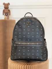 MCM Backpack Visetos leather In Black 13x26x33cm - 1