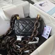 Chanel Mini Black Flap Bag Lambskin Wenge Wood Chain Bag 18cm - 5