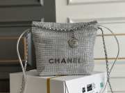 Chanel 23s gray tote bag with silver buckle 19cm - 1