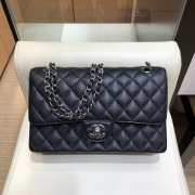 Chanel flap bag black caviar with silver buckle 25cm - 1