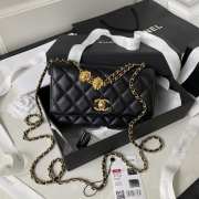 Chanel 23A logo flap bag in black with gold buckle 19cm  - 1