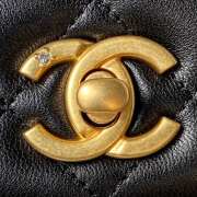 Chanel 23A logo flap bag in black with gold buckle 19cm  - 2