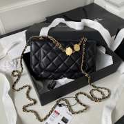 Chanel 23A logo flap bag in black with gold buckle 19cm  - 3