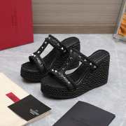 Valentino Black Garavani Rockstud Torchon wedge sandals - 1