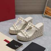 Valentino White Garavani Rockstud Torchon wedge sandals - 1