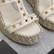 Valentino White Garavani Rockstud Torchon wedge sandals - 3