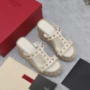 Valentino White Garavani Rockstud Torchon wedge sandals - 5