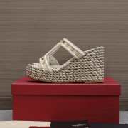 Valentino White Garavani Rockstud Torchon wedge sandals - 6