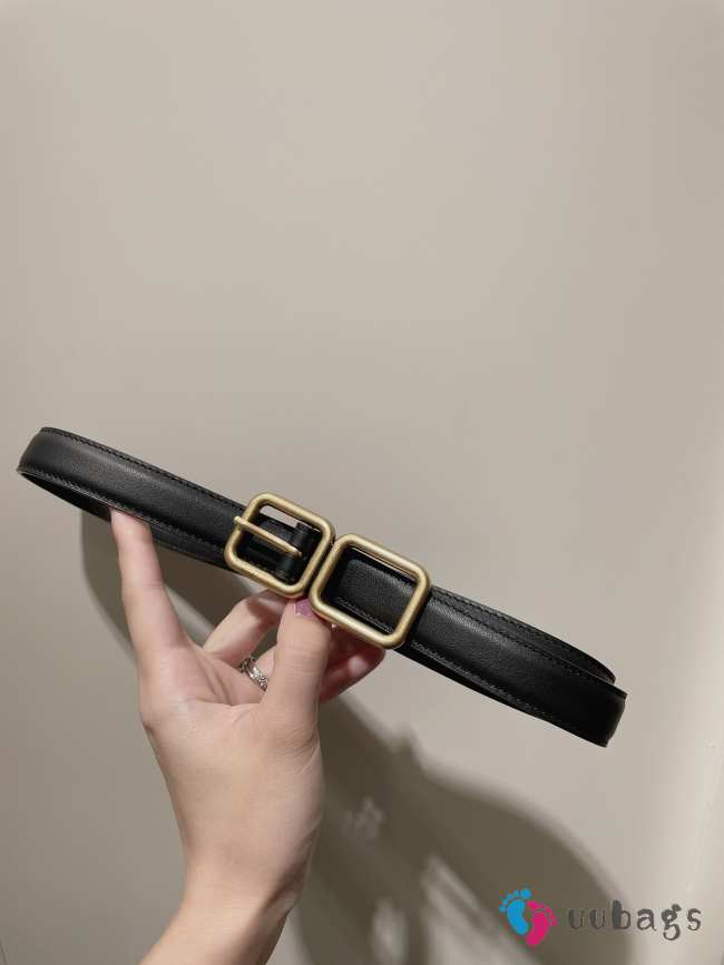 YSL black calfskin leather belt width 2cm - 1