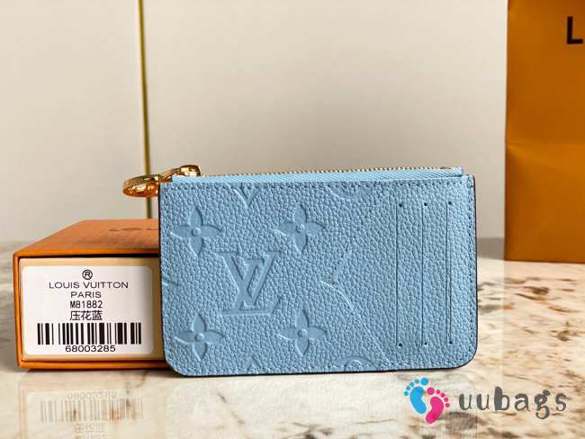 Louis Vuitton M81882 full leather embossed blue card holder 12x8x0.8cm - 1