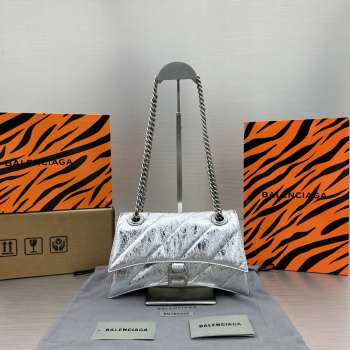 Uubags | Balenciaga 92832 crush bag in silver 25x15x9.5cm