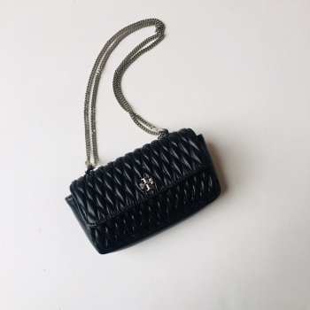 Tory Burch Kira mini flap handbag in black 10x17.5x4.5cm