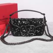 Valentino small black logo shoulder bag with crystals - 1