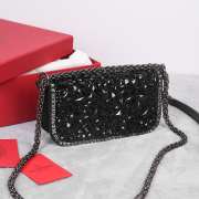 Valentino small black logo shoulder bag with crystals - 2