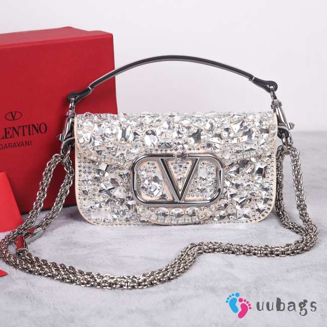 Valentino small white logo shoulder bag with crystals - 1