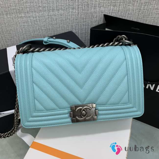 Chanel Le Boy 67086 With Silver Buckle In Sky Blue 25cm - 1