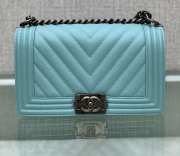 Chanel Le Boy 67086 With Silver Buckle In Sky Blue 25cm - 2