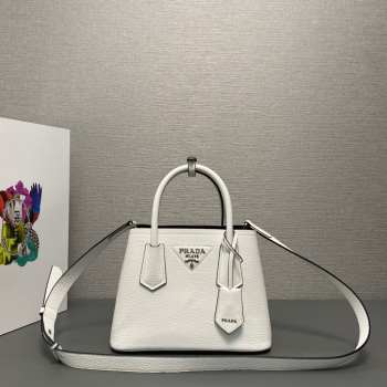 Prada Double leather mini-bag in white 25x18.5x12.5cm