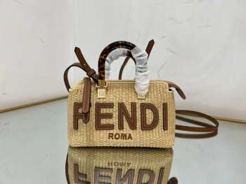 Fendi By The Way Mini Natural straw small Boston bag 