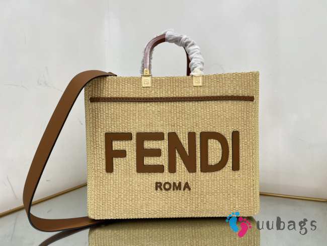 Fendi Tote Natural straw small Boston bag - 1