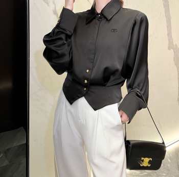 Celine black satin silk shirt 