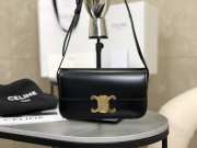 Celine Triomphe Shoulder Bag Shiny Calfskin Black - 1