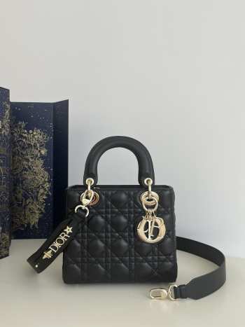 Dior Lady In Black With Gold Buckle 20x8x17cm