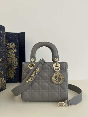 Dior Lady In Gray With Gold Buckle 20x8x17cm