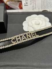 Chanel Black Leather Diamond Necklace - 5