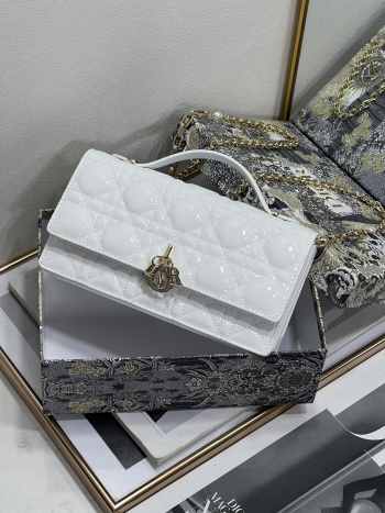 Dior White Cannage Clutch Bag 21cm