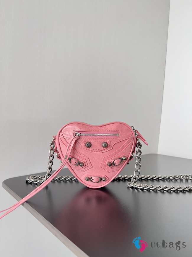  Balenciaga Mini Pink Le Cagole Heart Leather Crossbody Bag - 1