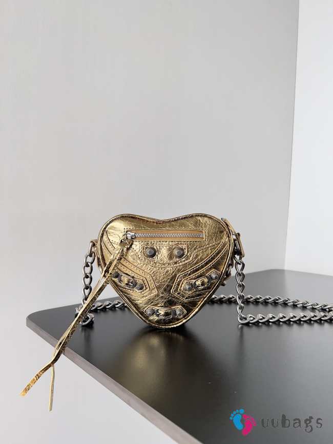 Balenciaga Mini Yellow Le Cagole Heart Leather Crossbody Bag - 1