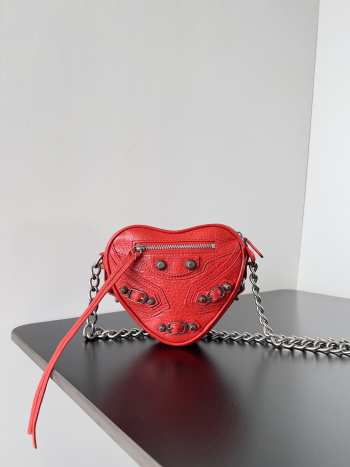 Balenciaga Mini Red Le Cagole Heart Leather Crossbody Bag