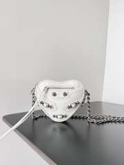 Balenciaga Mini White Le Cagole Heart Leather Crossbody Bag - 1