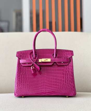 Hermes Birkin Crocodile In Pink 30cm 