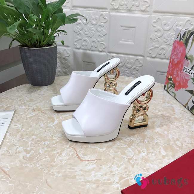 D&G Down-Padded Mules In White 12cm - 1