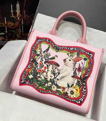 Dolce & Gabbana pink printed canvas daily shopper 30x26.5x13cm