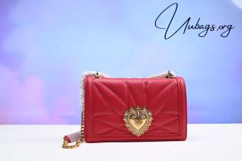 Dolce & Gabbana Red Medium 'devotion' Bag In Quilted Nappa Leather