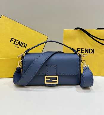 Fendi Baguette In Blue 28x6.5x15cm