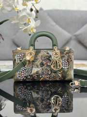  Dior D-joy Green Multicolor Lily And Bead Embroidery Bag - 1