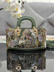  Dior D-joy Green Multicolor Lily And Bead Embroidery Bag - 5